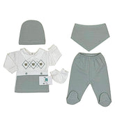 Pack naissance effet jacquard 5 pcs coton